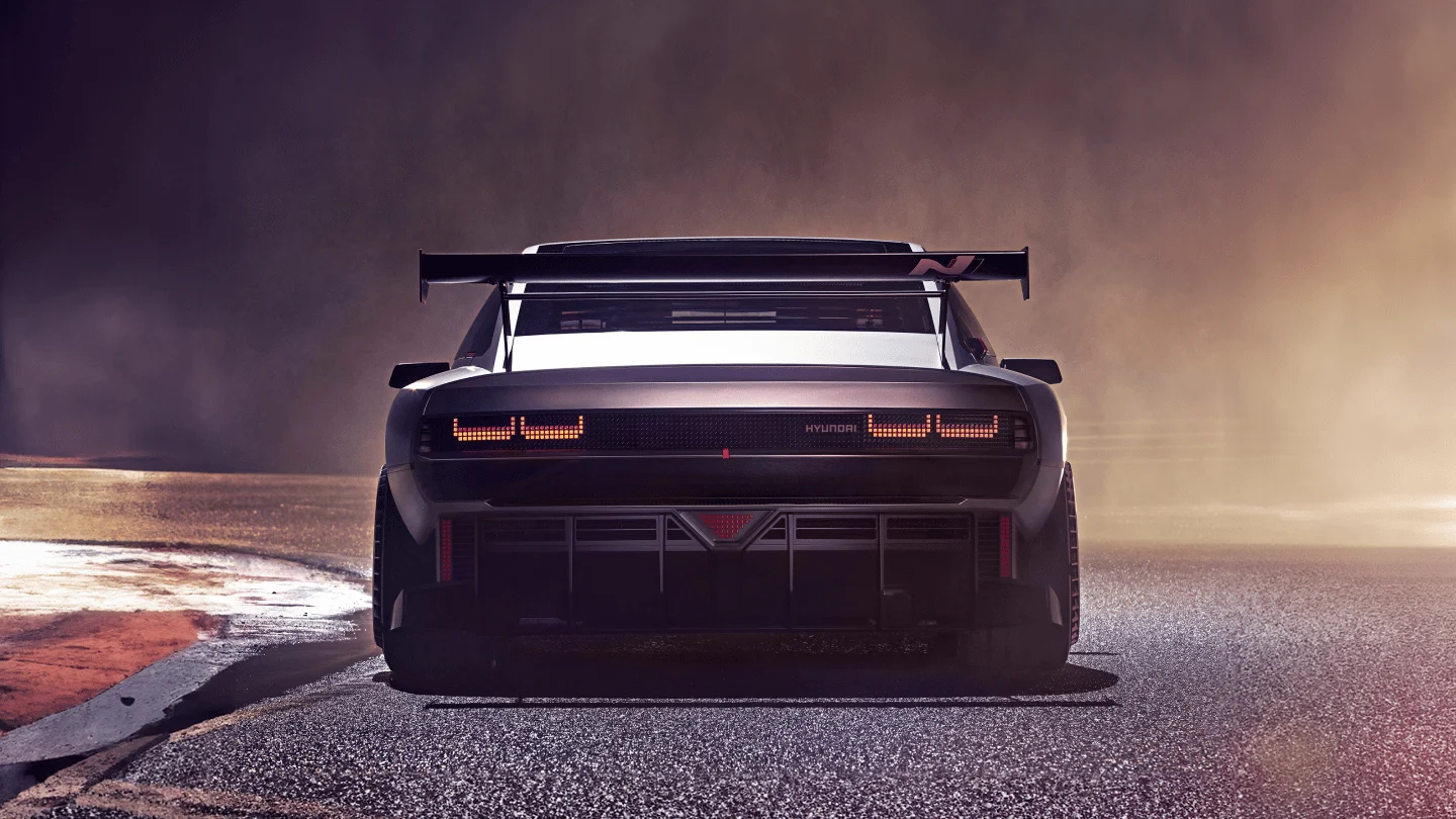 N Vision 74 rear wing and cooling outlets on a circuit